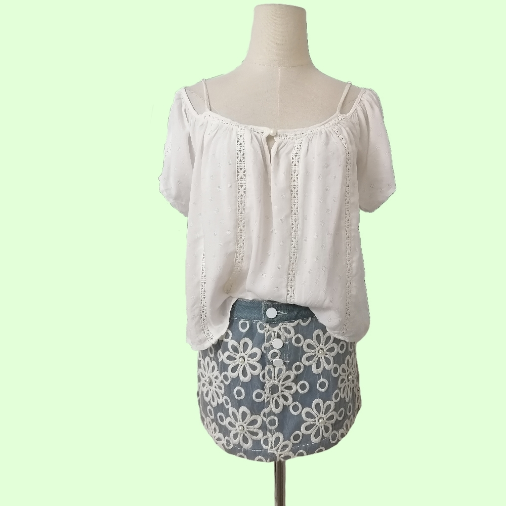 🐮🐮 white loose short sleeve top
